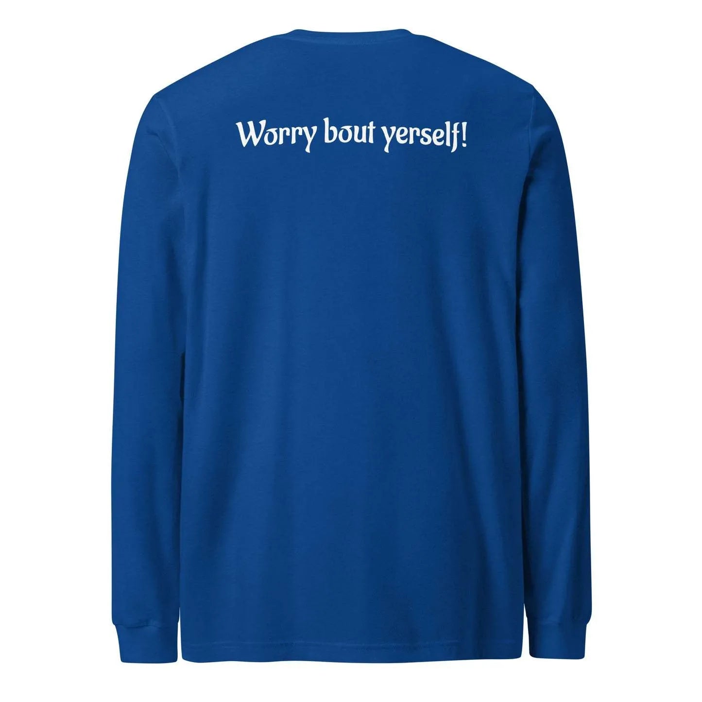 Blue men's loose fit round neck polyester sweater with printed patterns in Japanese Korean casual style
