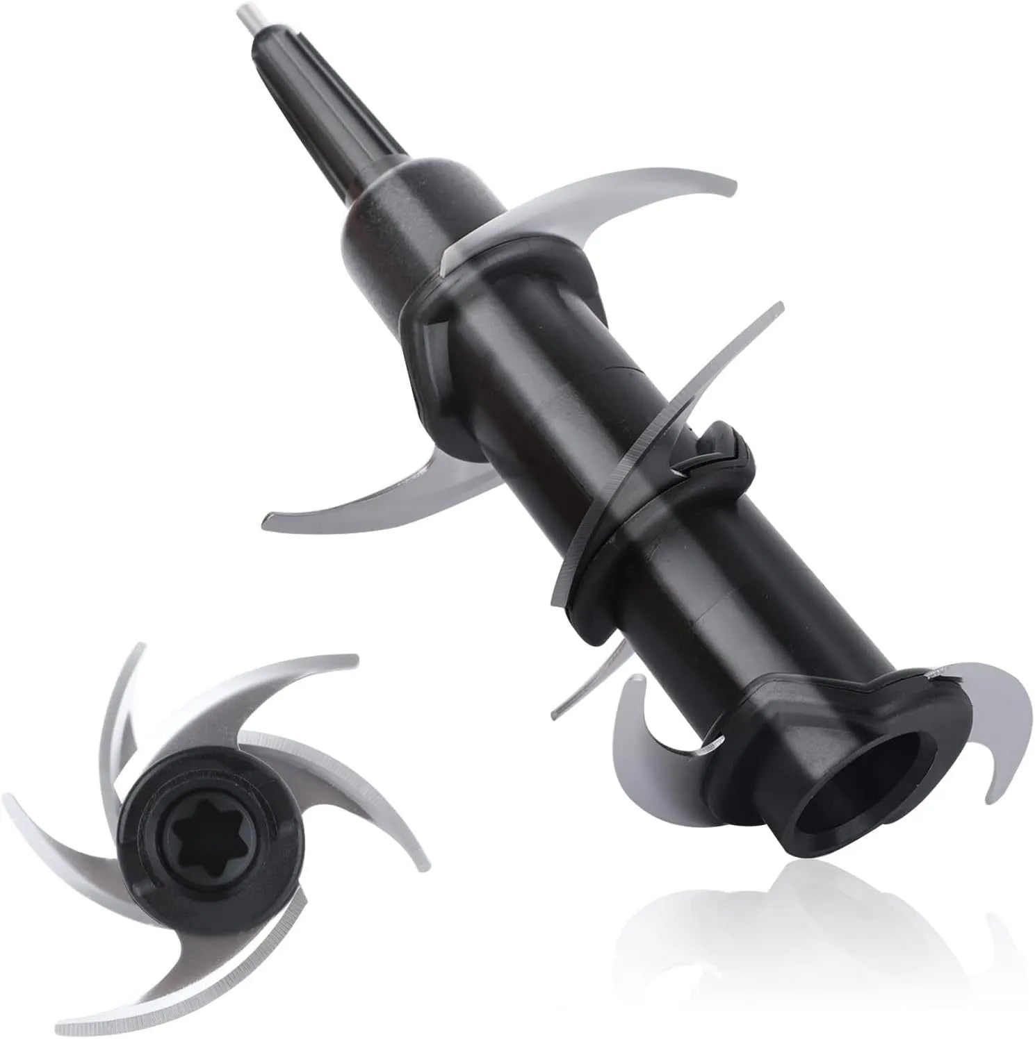 Stainless steel juicer replacement blade set with six-stack configuration and knife holder accessory
