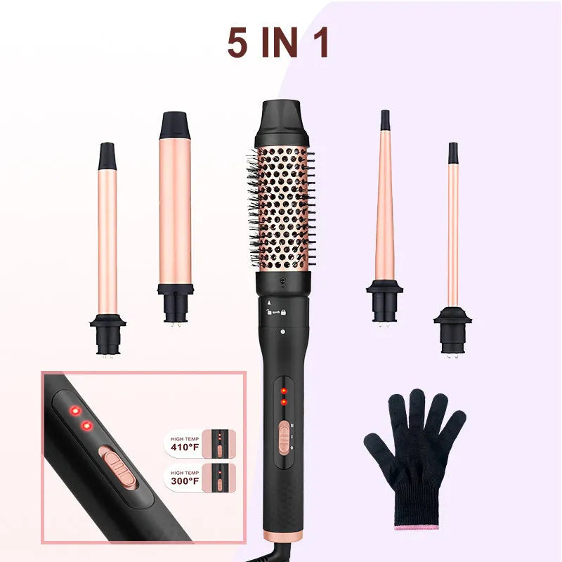 Three-tube water wave hair curler with wired AC power for curly and straight hair styling