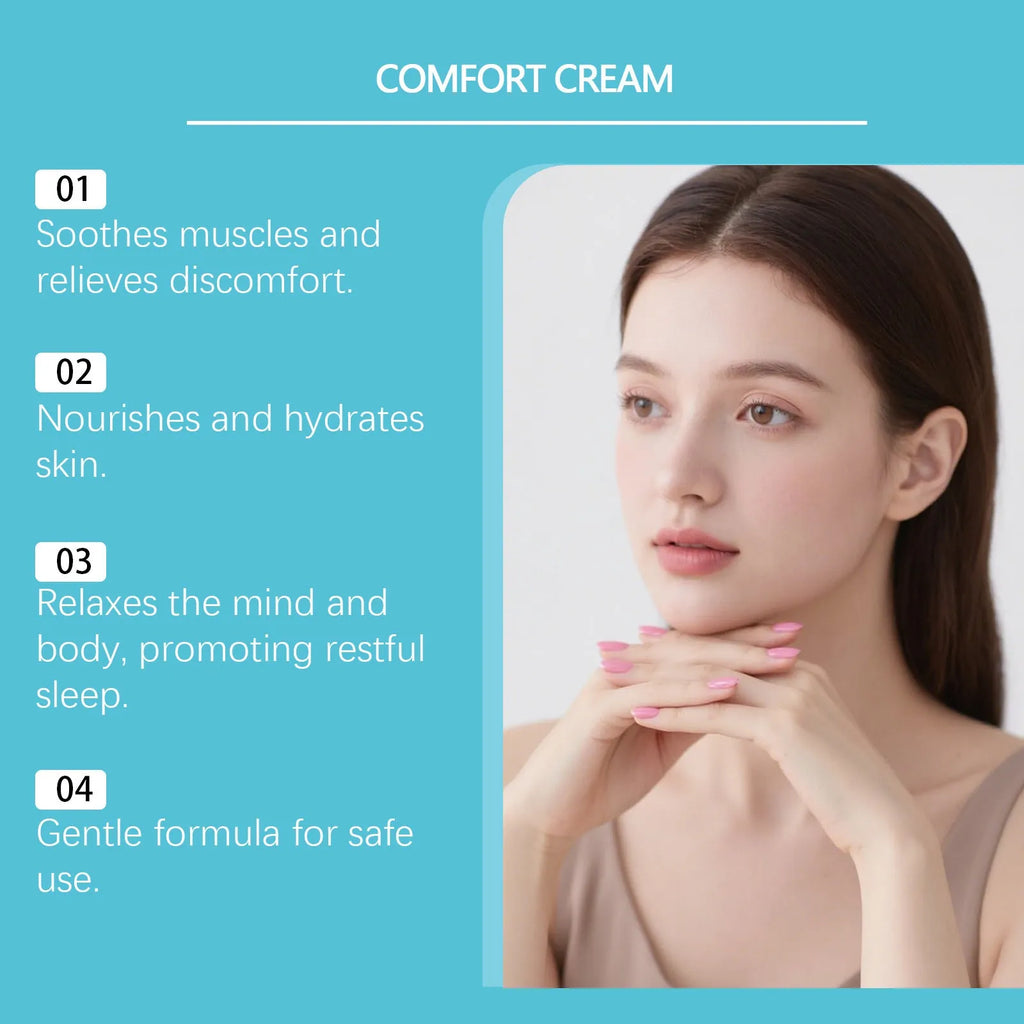 Comfortable Moisturizing Cream 50g jar with Shanjinchehua and Glycerol for skin hydration.