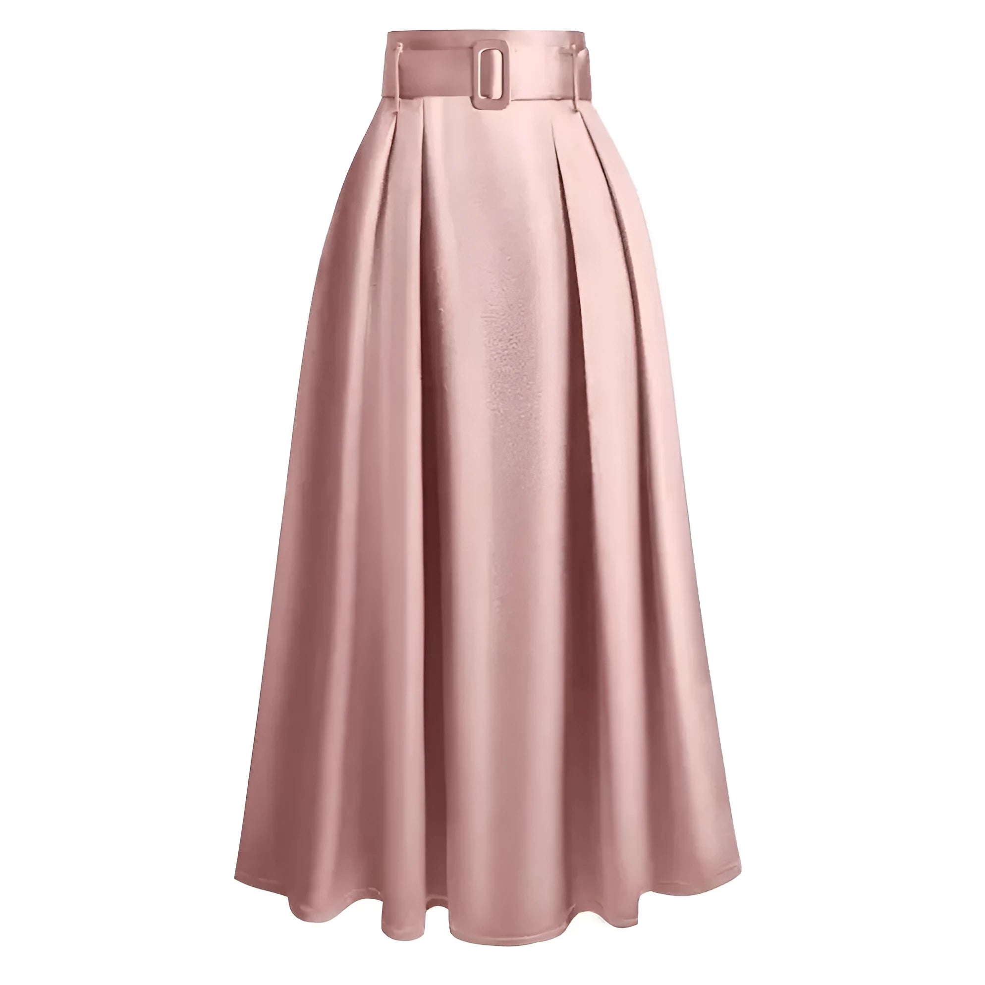 Women's high waist pure colour satin lace-up skirt in black polyester fabric, front view
