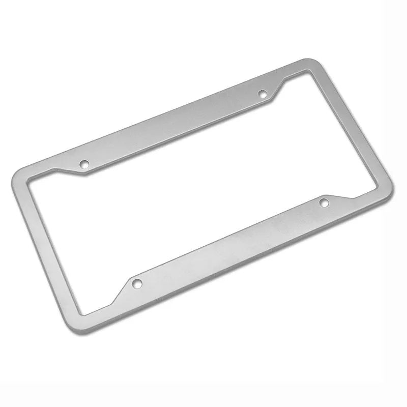 Aluminium alloy stainless steel licence plate frame in black, grey, silver, and steel finishes