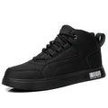 Men's white mid-top casual sports shoes with lace-up front and flat rubber sole.