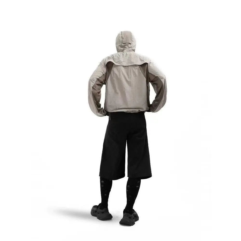 Mesh stitching thin UV protection sun protective clothes in desert brown, long sleeves, nylon fabric