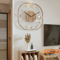 35cm square transparent wooden frame wall clock modern design