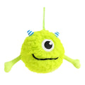 Green interactive dog teething toy ball with sound, 12cm diameter, soft plush and TPR construction
