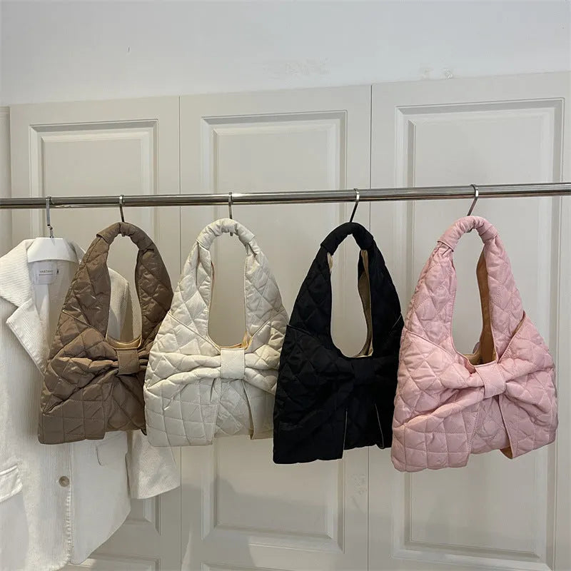Women's one shoulder handbag soft cotton horizontal square shape with sandwich pocket in black