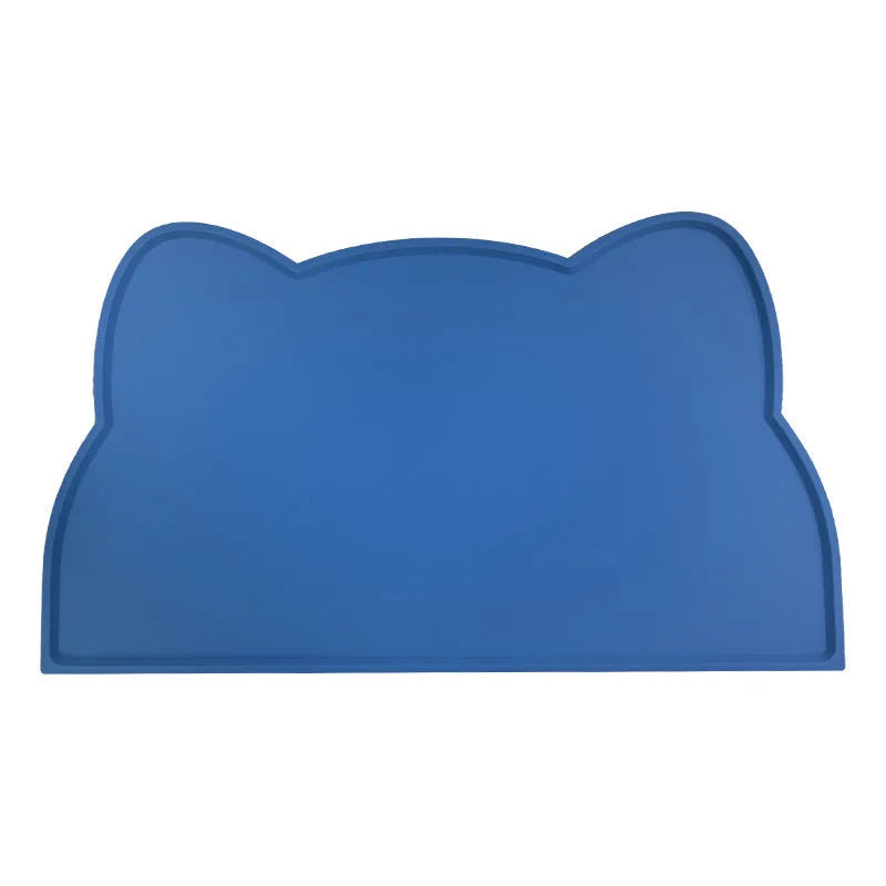 Solid colour waterproof silicone pet feeding mat for dog or cat, 44x24 cm, in blue