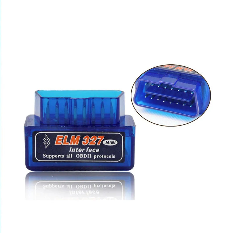 Small ELM327 Bluetooth OBD2 car diagnostic scanner with connector for vehicle fault code reading