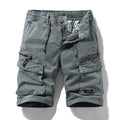 Men's army green cotton shorts with multiple zipper pockets in Korean style fifth-pants length