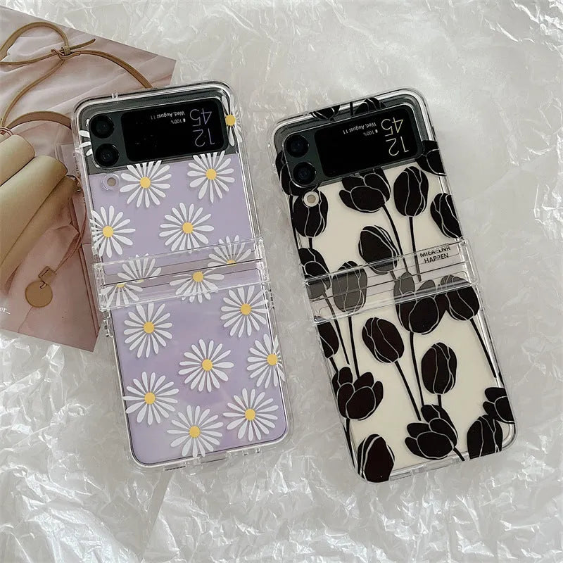 Flower folding screen phone case protector for Samsung Galaxy Z Flip3 Z Flip4 in Daisy and Tulip colours