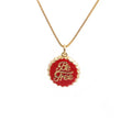 Copper bottle cap pendant necklace with gold plating on a 40cm box chain in various colours.
