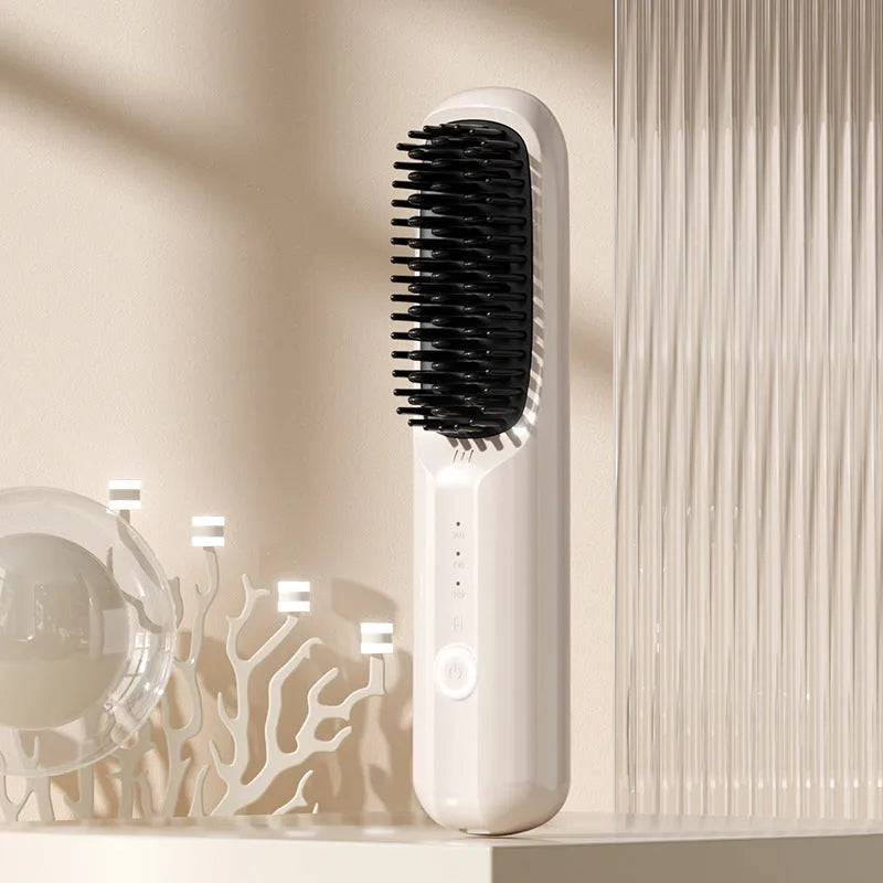 Anion wireless straight comb in beige, black, pink, or purple with Type-C charging port