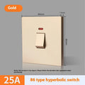 Gold, gray, and white heavy-duty 25A 45A illuminated electrical switch for water heaters.