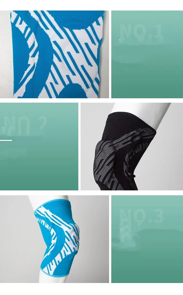 Men's pressurised basketball knee pads in black or blue with nylon construction for court protection