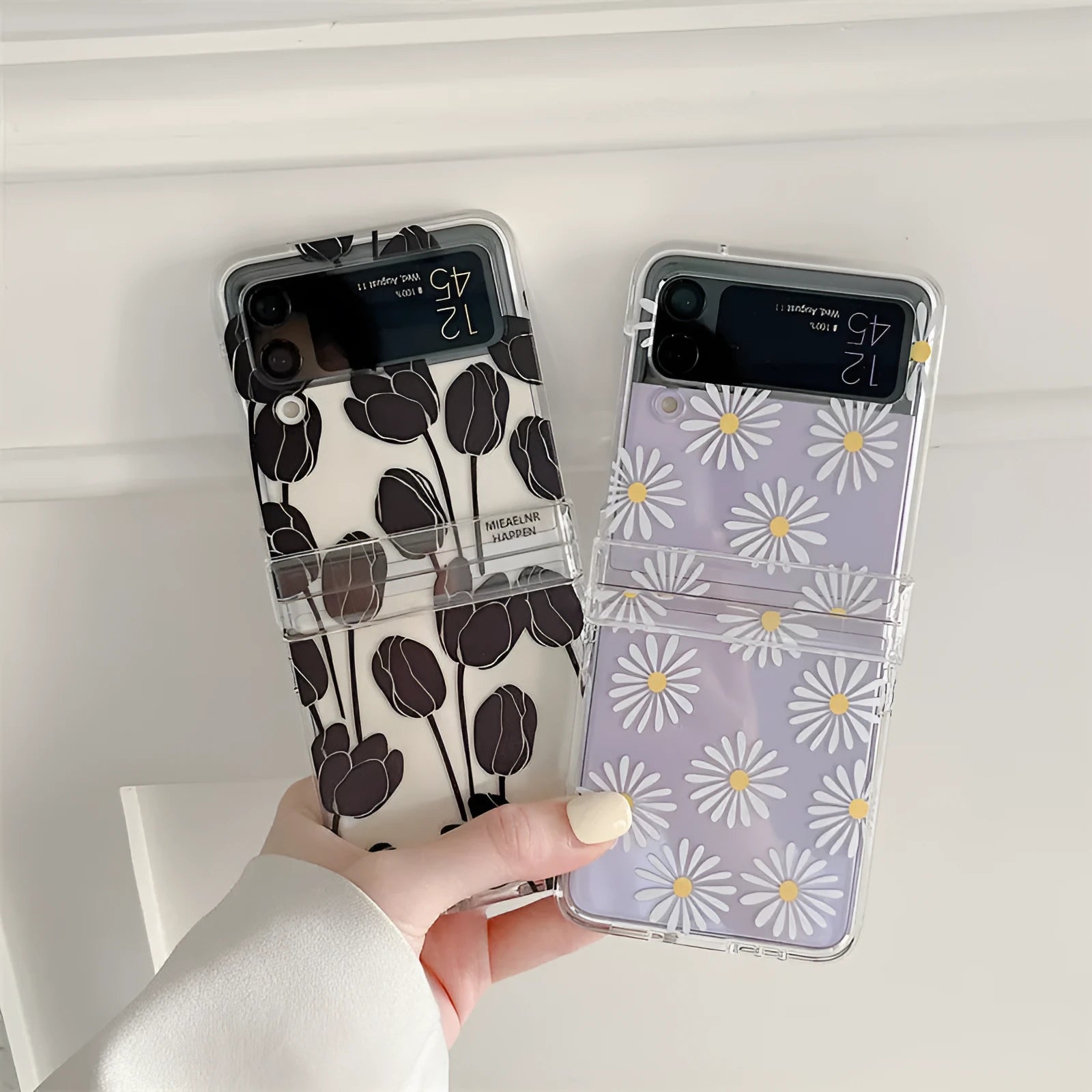 Flower folding screen phone case protector for Samsung Galaxy Z Flip3 Z Flip4 in Daisy and Tulip colours