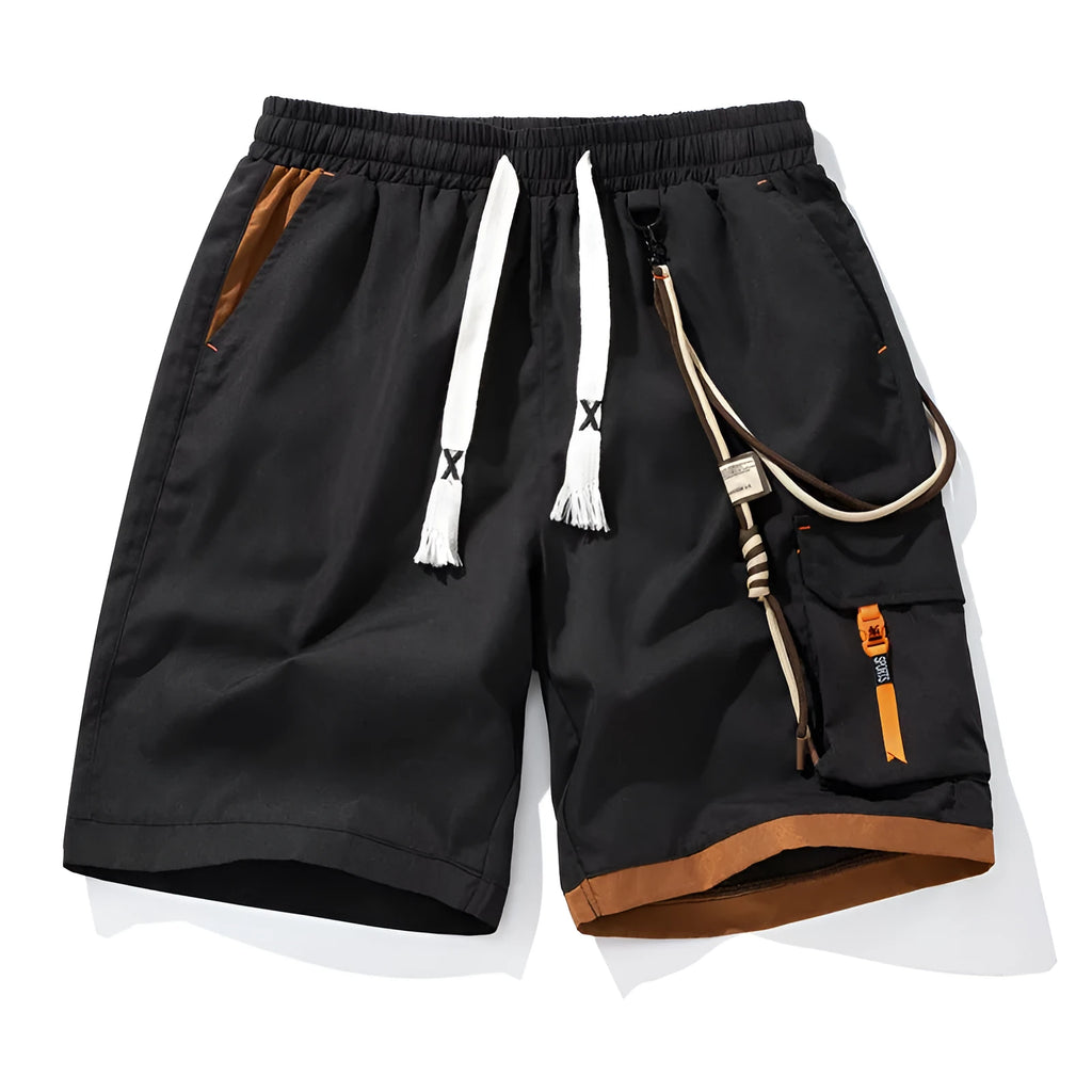 Men's plus size loose sports shorts in bamboo fibre, shown in coffee colour with elastic high waist.