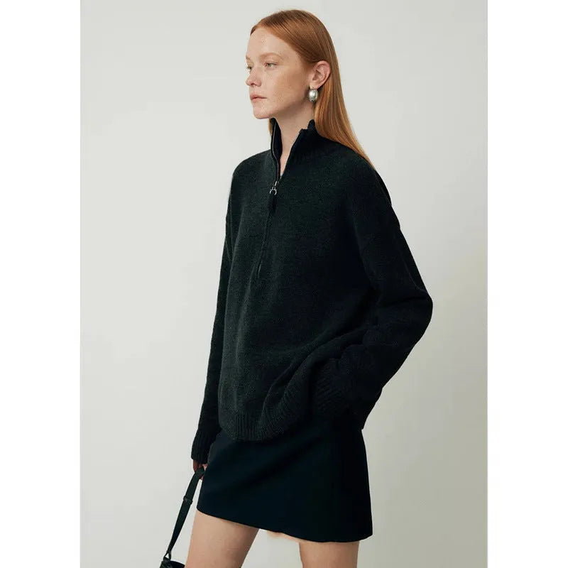 Wool bandage dress with loose lapels in black or grey for autumn winter wear