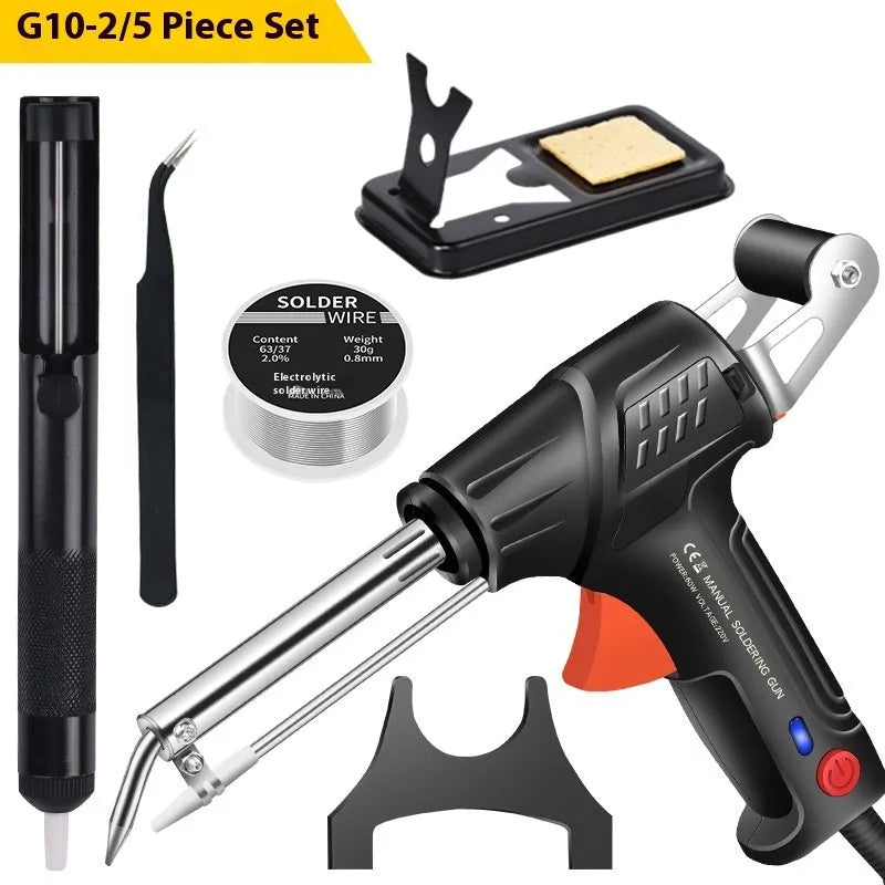 Black G102 outer soldering gun kit with integrated light, alloy body, on stand.