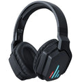 Luminous black head-mounted noise reduction wireless gaming headphones with stereo bass and 15-metre range