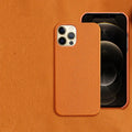 Genuine leather shatterproof phone case in brown for iPhone 13 Pro Max