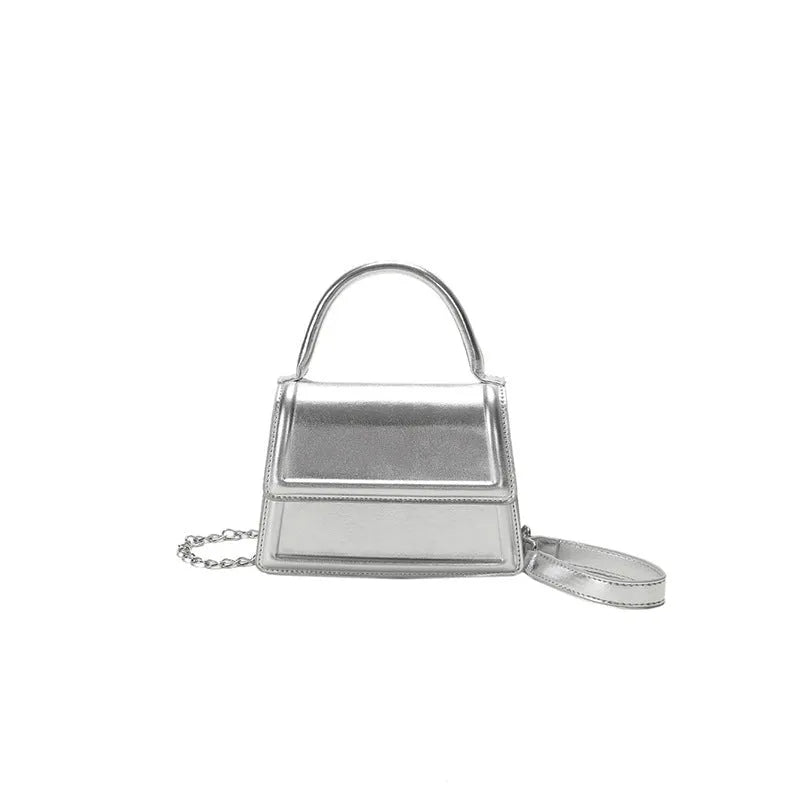 Retro PU leather crossbody shoulder bag in horizontal square shape on display