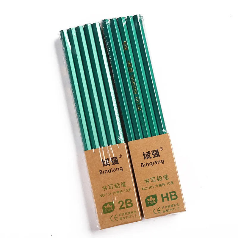 Green Rod hexagonal wooden pencils in HB and 2B grades, box of 10