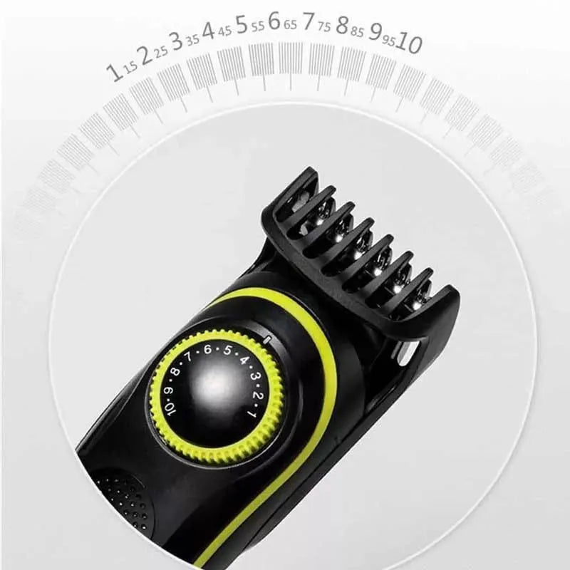 Black household rechargeable electric hair clipper set with automatic grinding head