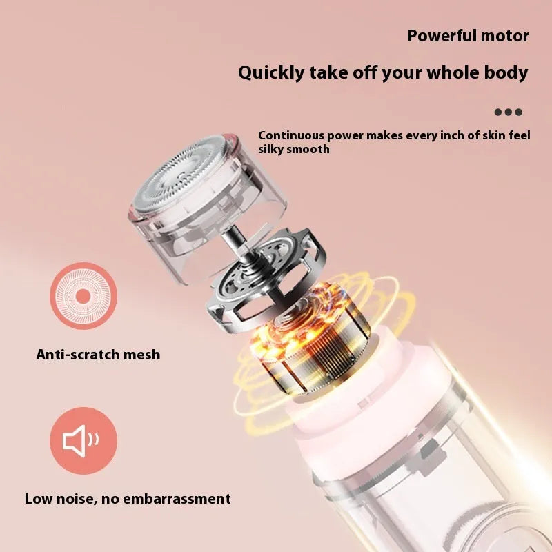 Household portable electric armpit body hair trimmer in white with floating blade USB rechargeable manual shaver
