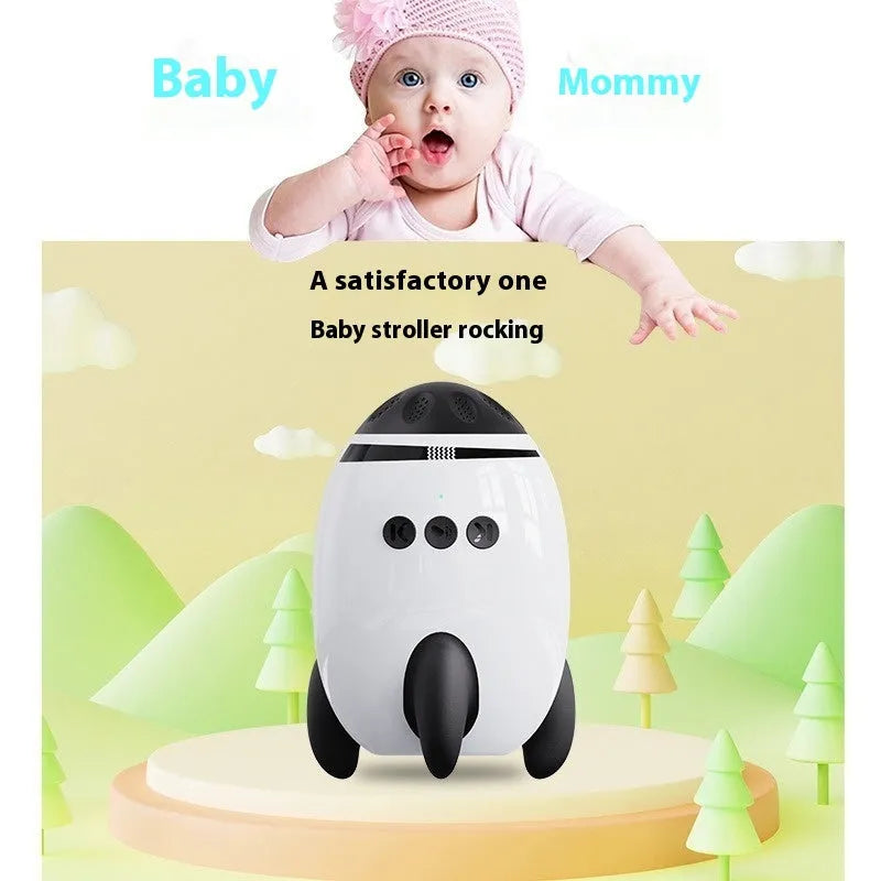 White baby sleep comforter device with automatic shaking and Bluetooth functions for infants