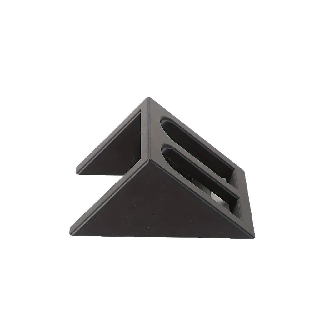 Black plastic punk-style pistol stand for displaying decorative firearms