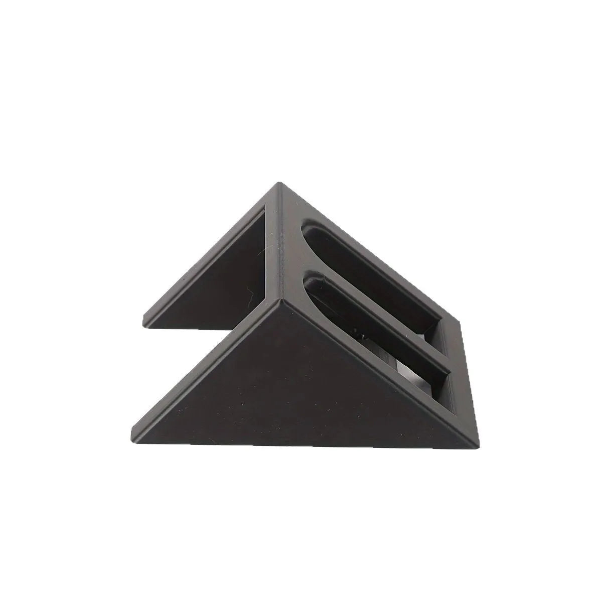 Black plastic punk-style pistol stand for displaying decorative firearms