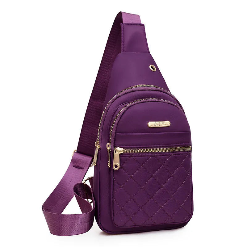 New crossbody sports chest bag in Oxford cloth with plaid design, multiple colours available for daily use.