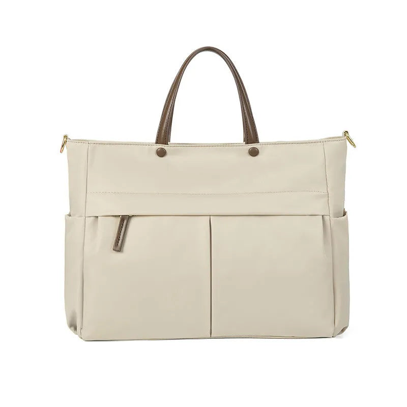 Fashion women's portable briefcase large capacity Oxford cloth stitching contrast colour laptop bag urban simplicity style