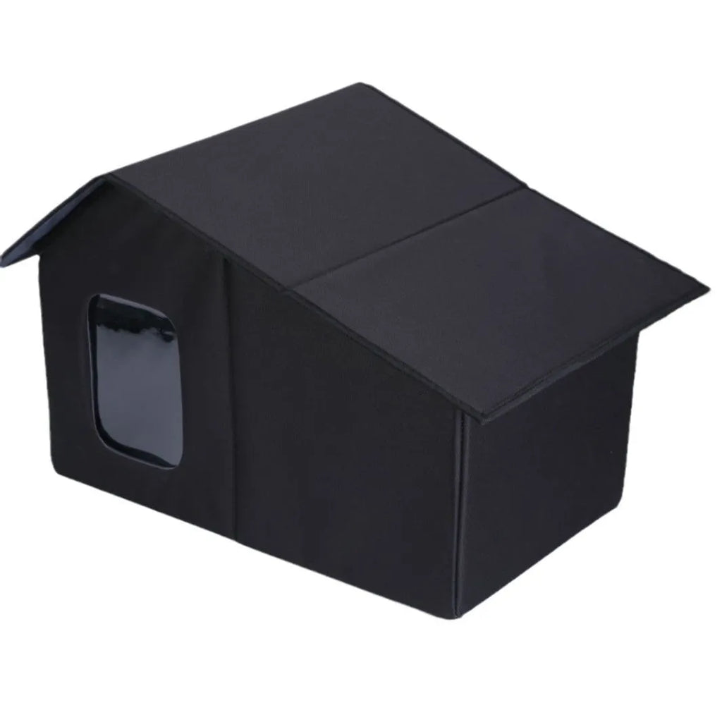 Outdoor waterproof cat nest in grey with removable Oxford cloth cover and perforated plate structure for cage use