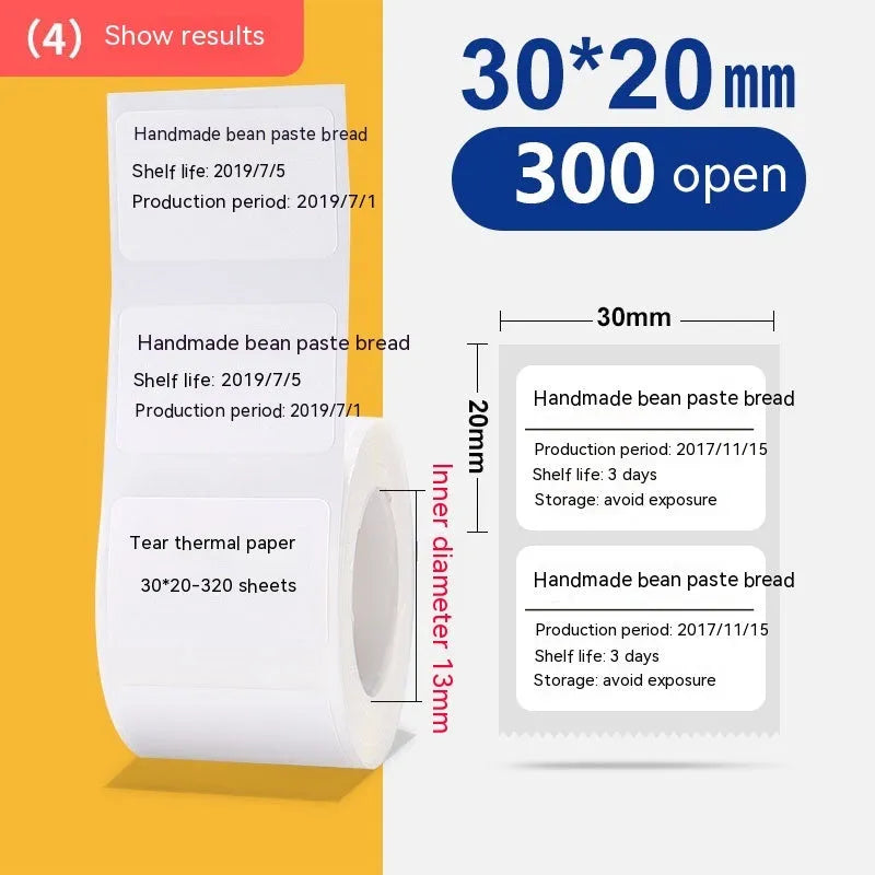 Roll of white 40x40mm four-proof thermal synthetic paper adhesive labels for retail pricing.