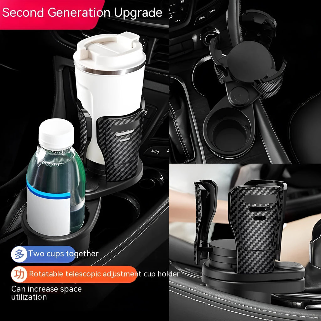 Upgraded universal car cup holder accessory in carbon fibre or matte black ABS plastic
