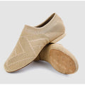 Simple solid colour unisex dance shoes with cotton mesh upper and leather sole, camel colour