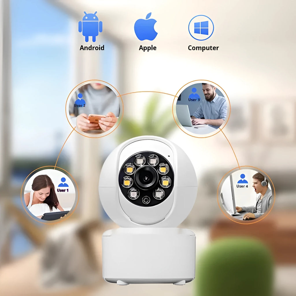 1080p HD home security camera with ceiling mount bracket on a white background