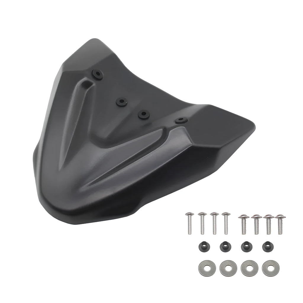 Black ABS fixed wind front wing accessory for KTM 390 and 790 Adventure motorcycles.