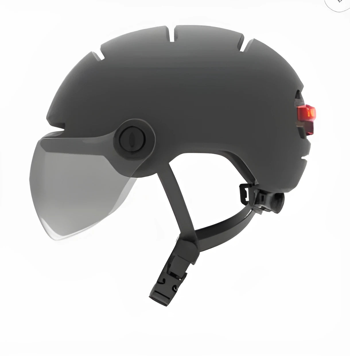 Cycling helmet with integrated LED light in two size options showing brake indicator function