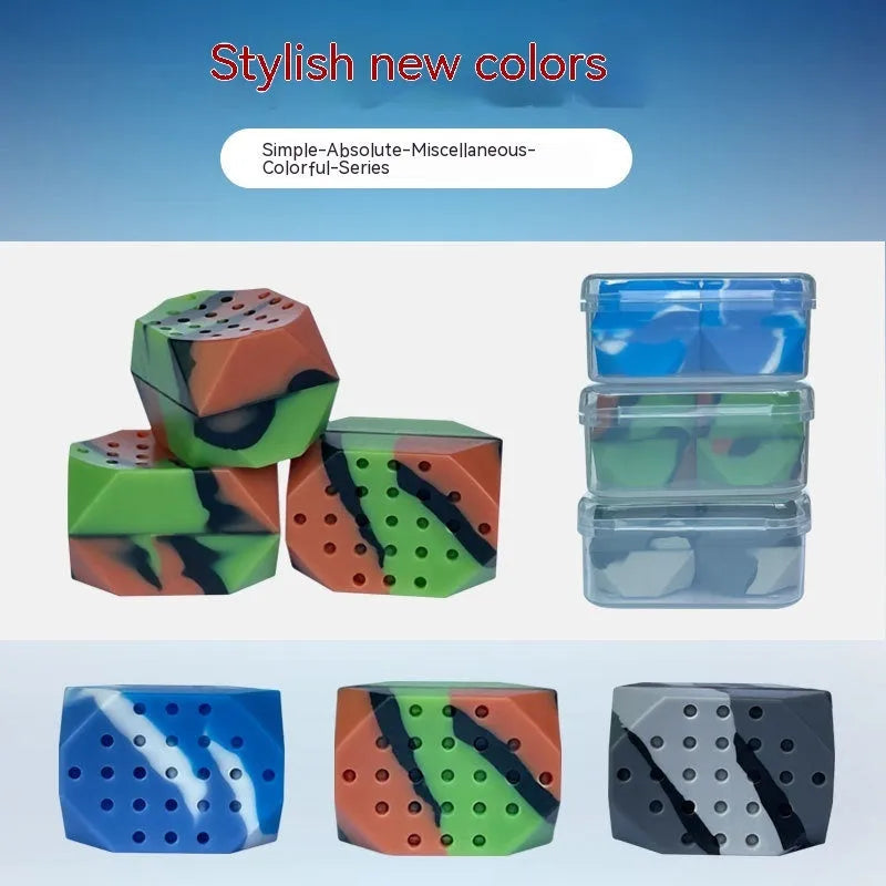 Two camouflage-pattern silicone jawline trainer balls in a transparent box.