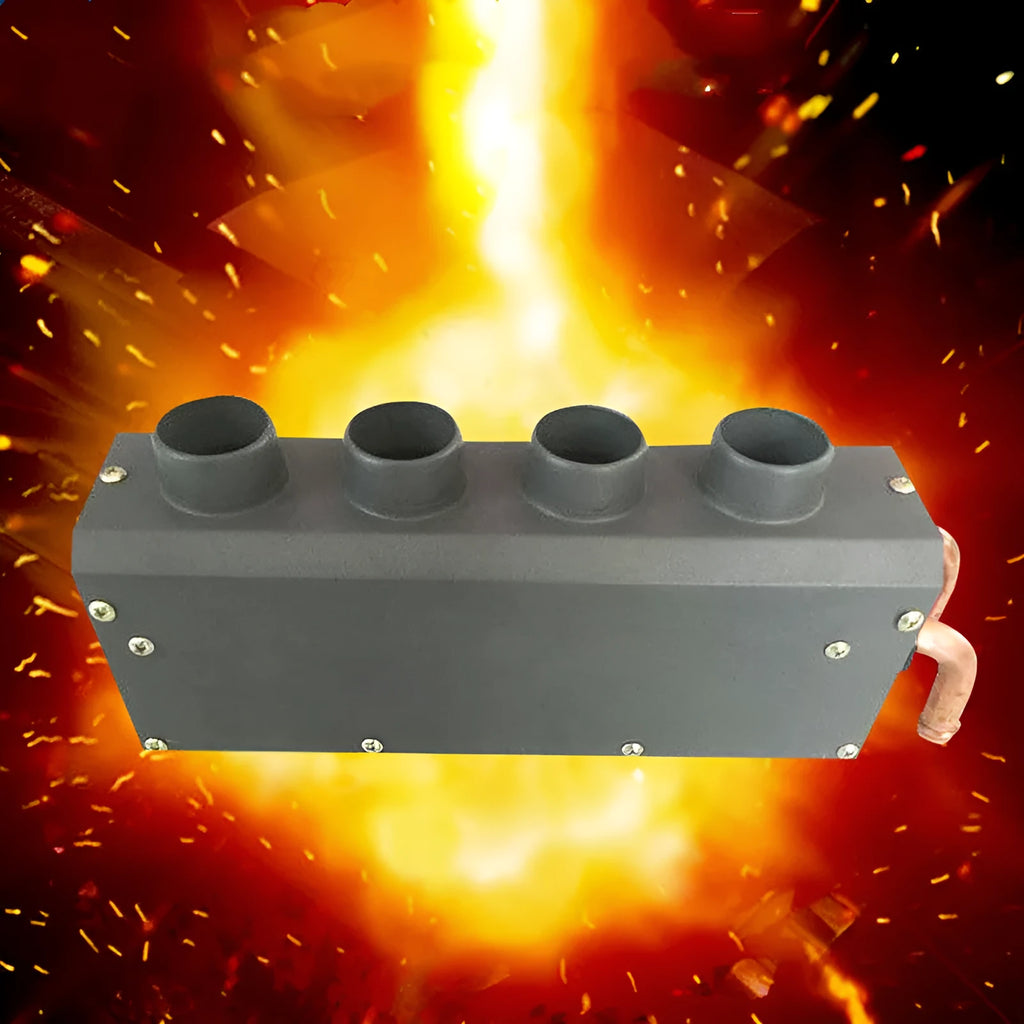 Metal car heater unit with copper pipe connections for engine waste heat utilisation