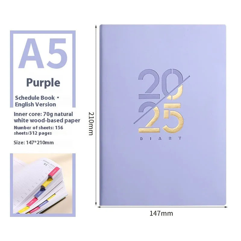 A5 faux leather daily planner notebook showing multiple colour options