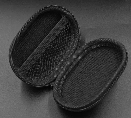Oval black leather earphone storage bag for EDX PRO and ZEX
