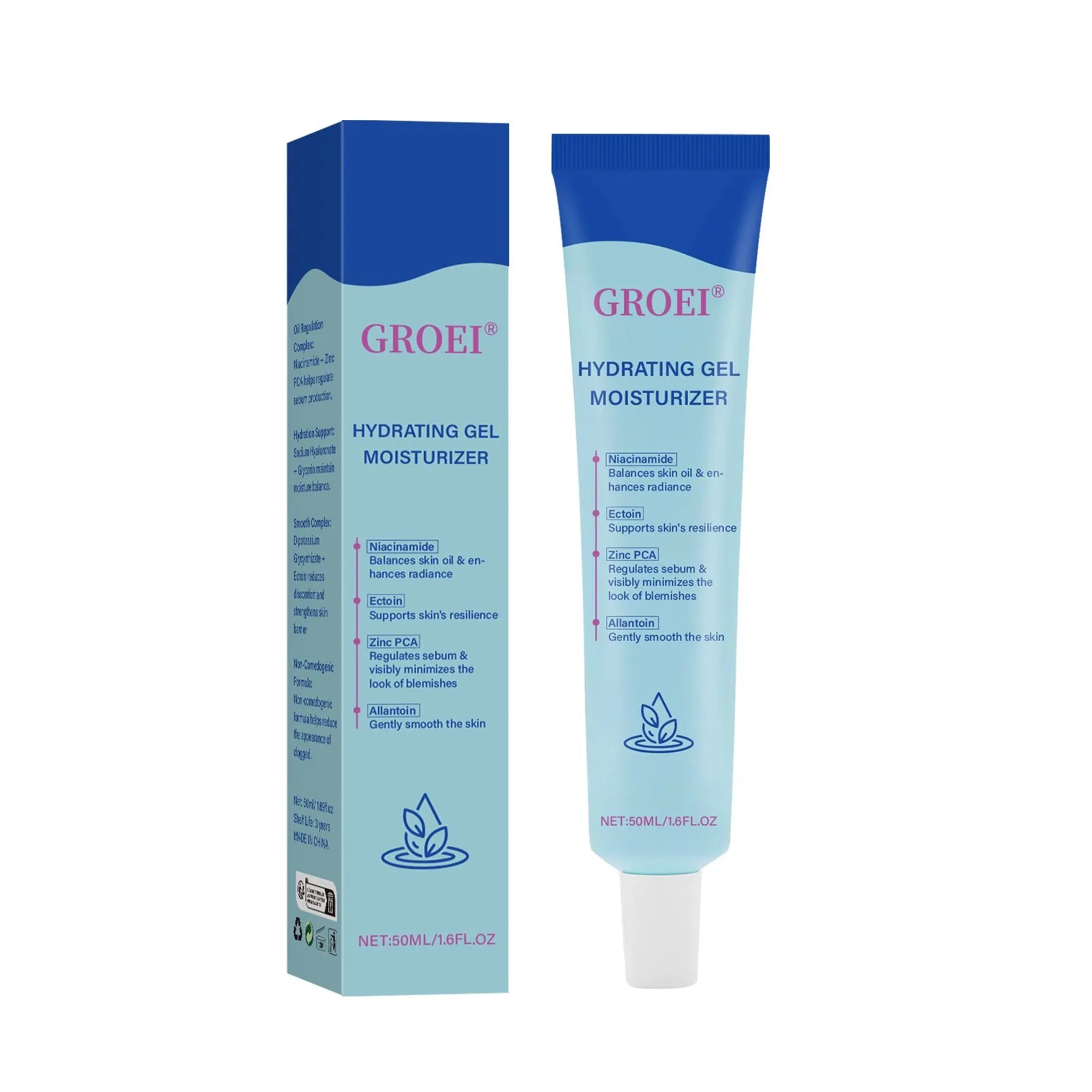 50ml container of hyaluronic acid moisturising facial gel for skin hydration