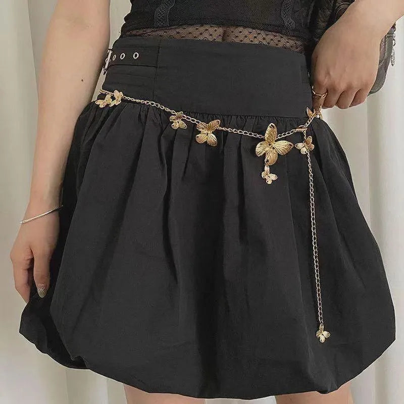 Golden butterfly waist chain with 104cm alloy chain and butterfly charm decoration