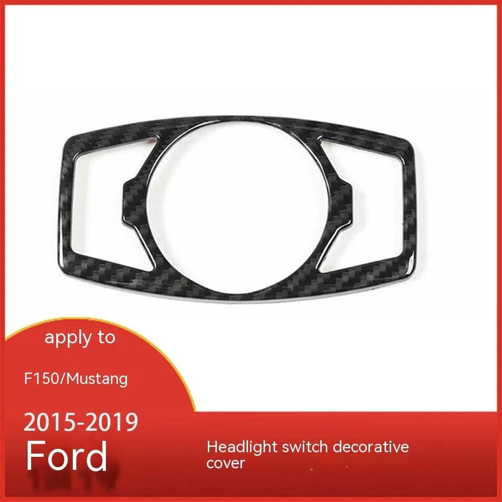 Carbon fibre headlight control panel overlay sticker for 2015-2019 Ford F150 Raptor