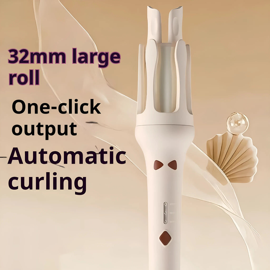 Automatic hair curler in a choice of colours with a 32mm barrel and international plug adapter.