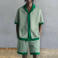 Men's plus size printed short-sleeved shirt and shorts two-piece set in colour MHX01344